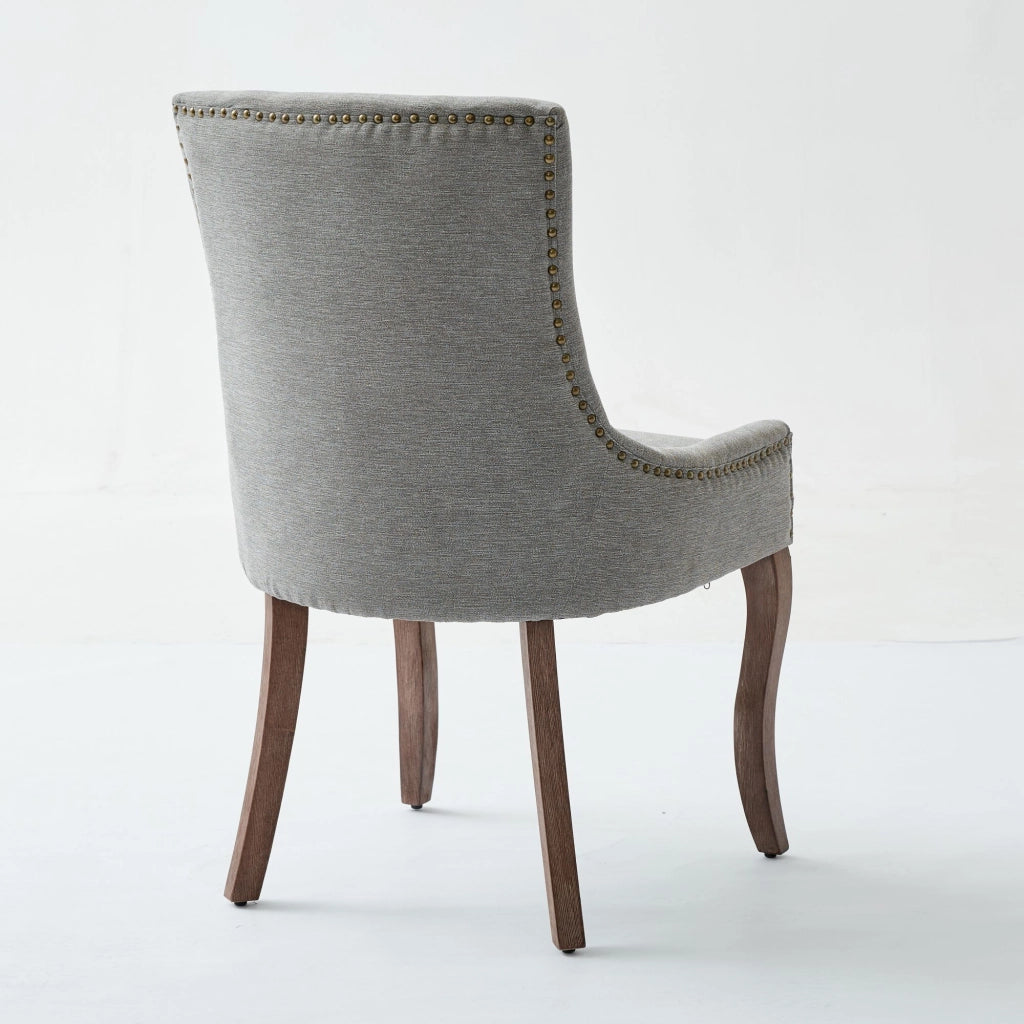Sedie da Pranzo Imbottite in Tessuto con Gambe in Legno ¨C MINIMAL ¨C Set 2 Pezzi, Grigio