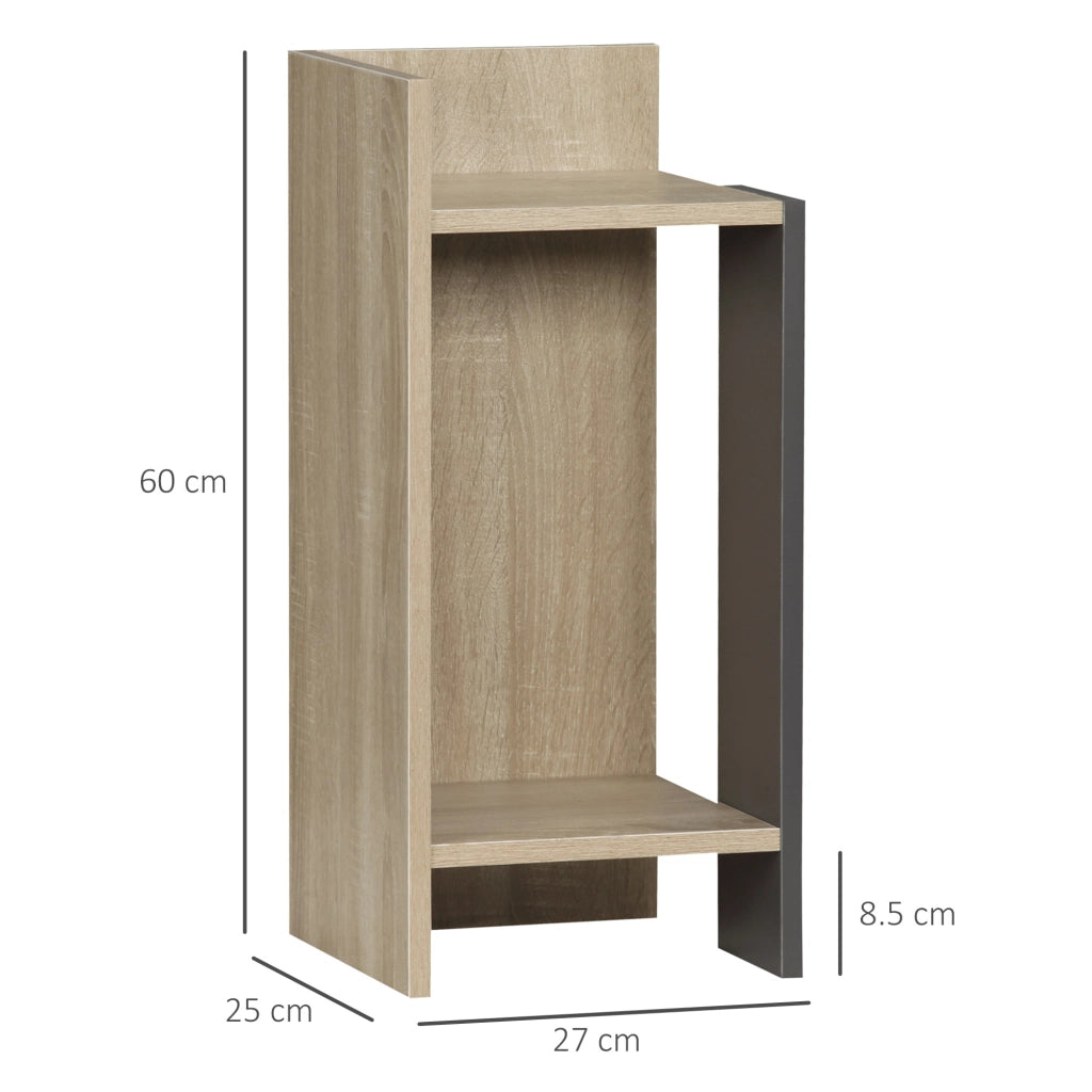 EasyComfort Comodino Moderno Grigio con Ripiano Aperto, Set 2 Pezzi in Truciolato per Camera da Letto e Soggiorno, 27x25x60cm