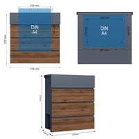 Toboli Cassetta postale con porta giornale, antracite e legno V63 montaggio a parete