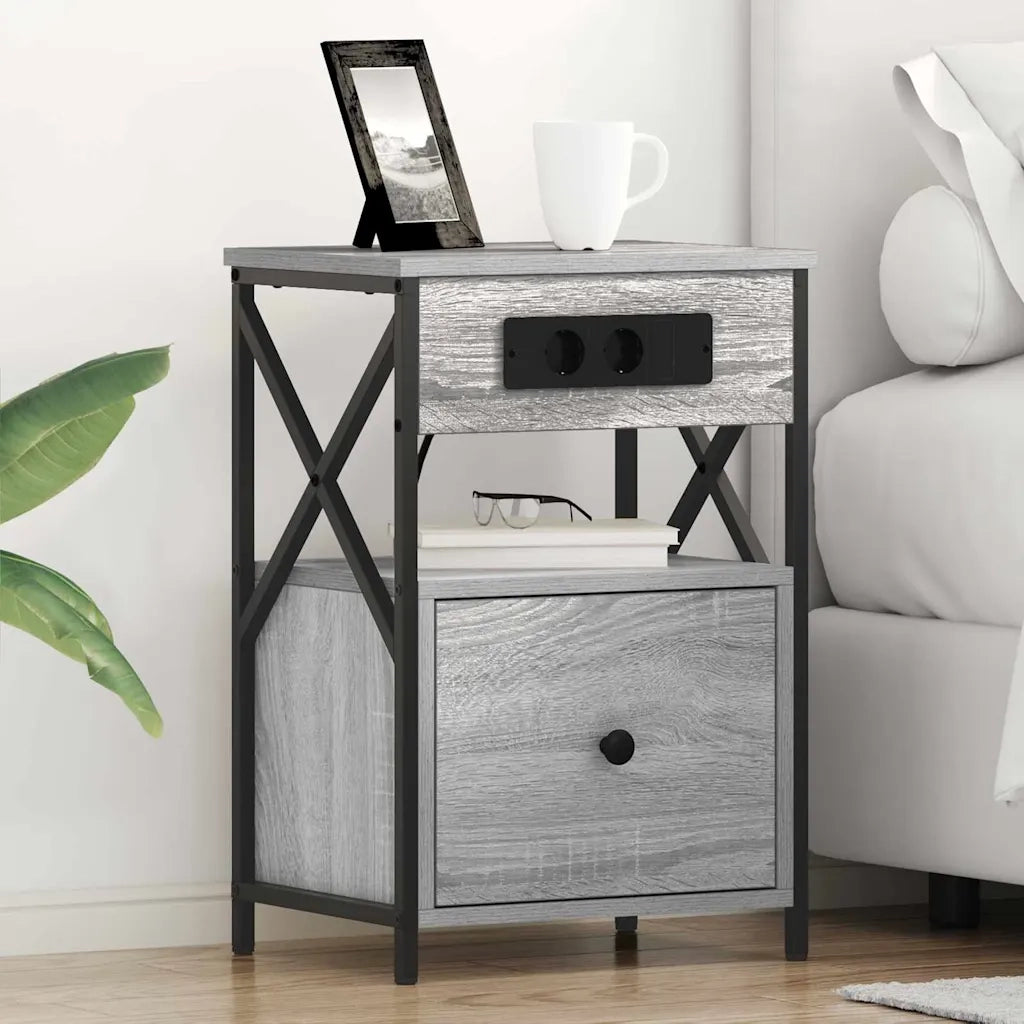 Armadio da Notte con cassetto Grigio Sonoma 40 x 31 x 60 cm 859496