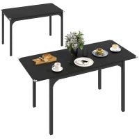 Tavolo Allungabile 4-6 Posti Espandibile da 120-160 cm con Gambe in Acciaio, Nero