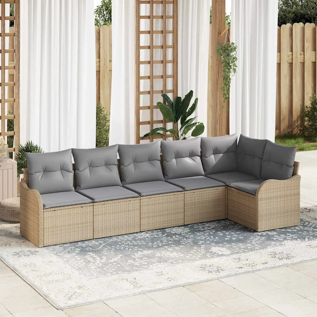 Set Divano da Giardino con archiviazione 6 pcs Beige polyrattan 3354389