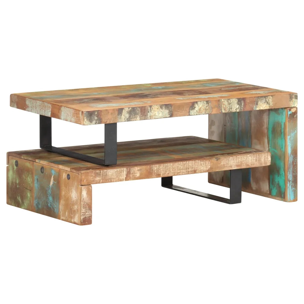 Set Tavolini da Salotto 2 pz in Legno Massello di Recupero cod mxl 17263