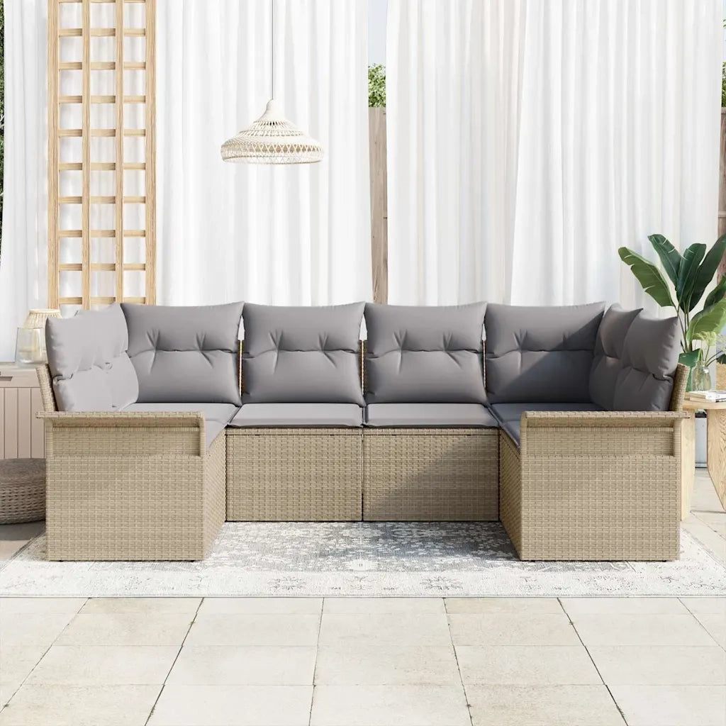 Set Divano da Giardino 6 pcs Beige Poly Rattan 3354169