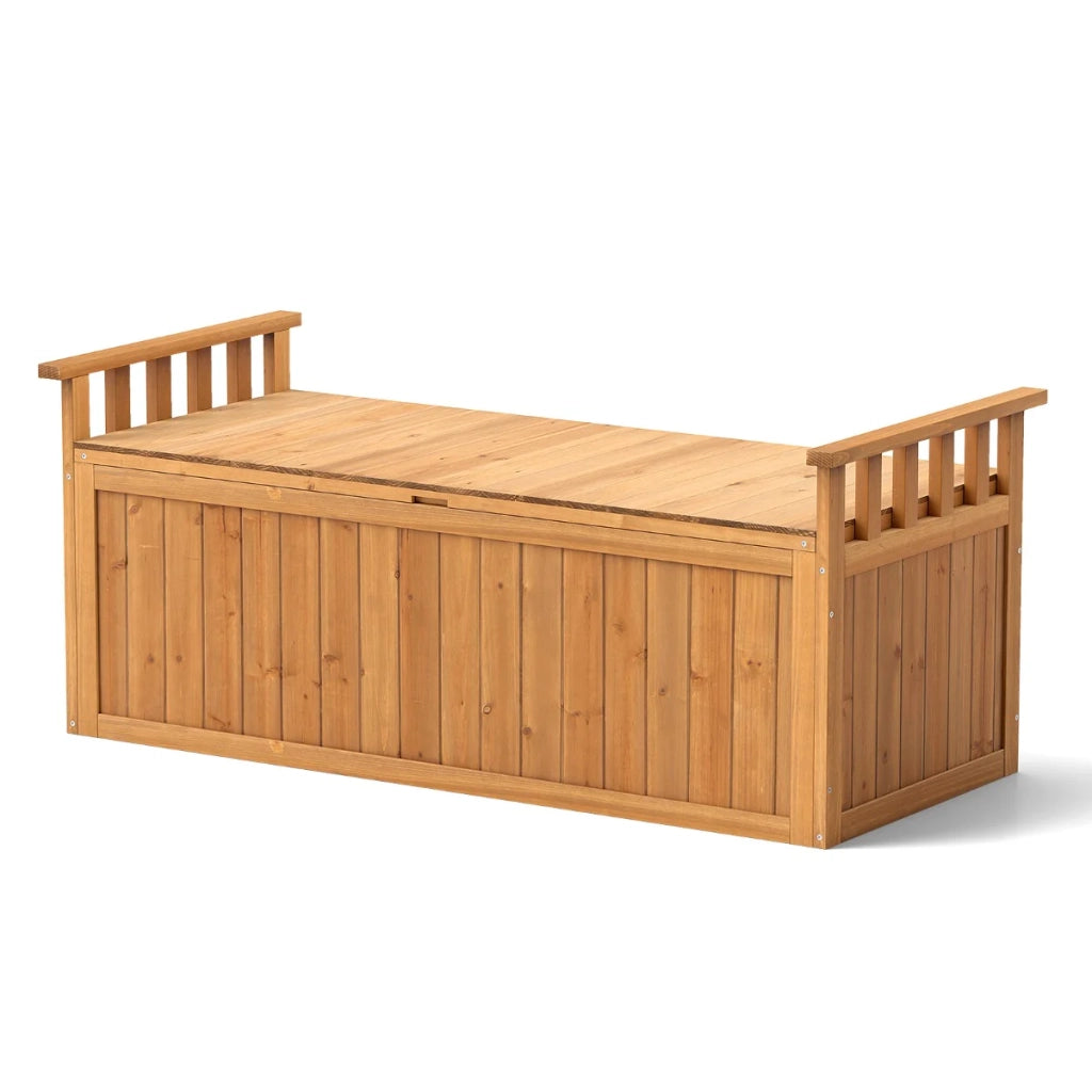 Panca contenitore da esterno per 2 persone 128 x 58 x 53 cm comoda e pratica cassapanca contenitore stile naturale legno 20_0010571