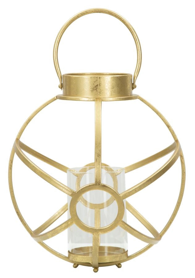 Portacandele Glam Ox Ø29x42,5 cm in Ferro e Vetro Oro