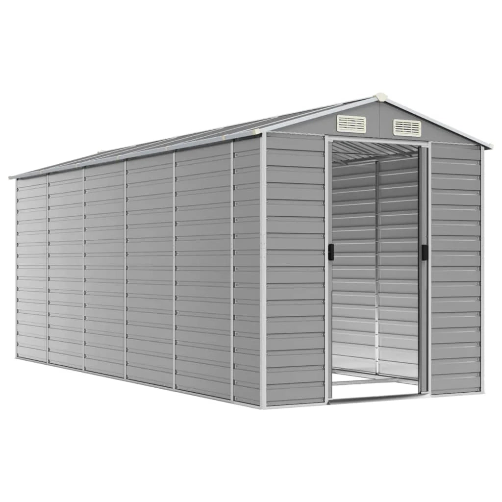 Casetta da giardino cabina ripostiglio capanno da esterno capanno per attrezzi robusta colore chiaro 191 x 470 x 198 cm acciaio zincato grigio 02_0022245