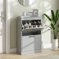 Mobile porta scarpe, 2 porte abbattibili, ripiani regolabili, per ingresso, corridoio, 54 x 24 x 82,5 cm, grigio