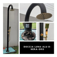 Doccia da Giardino in Alluminio Rubinetteria e Soffione Oro Sined Luna Alu D Nero