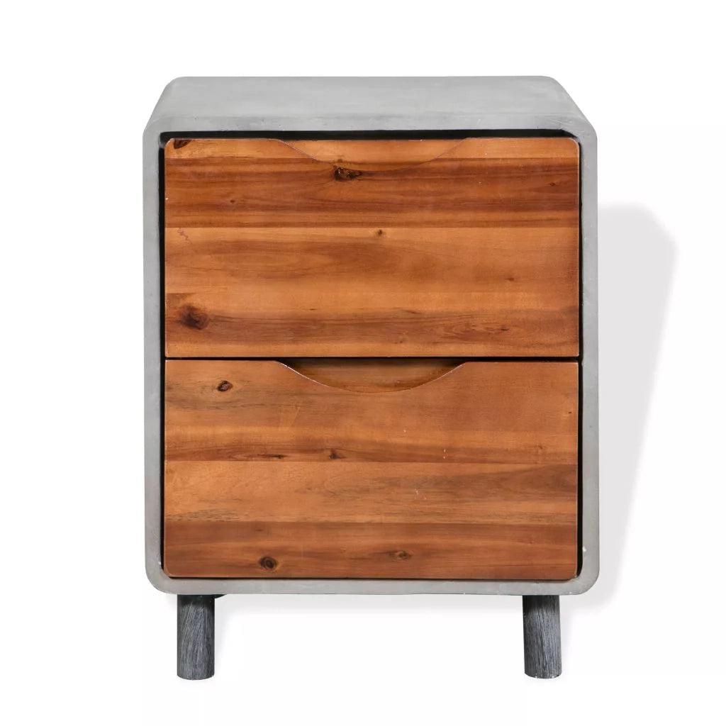 Comodino cassettiera mobile per camera da letto legno massello di acacia 40 x 30 x 50 cm 1402118