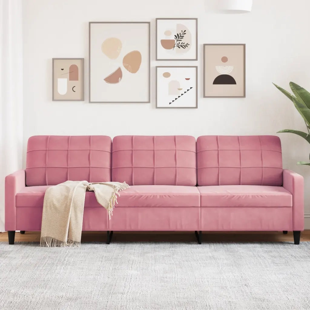 Divano a 3 Posti rosa 210 cm in Velluto