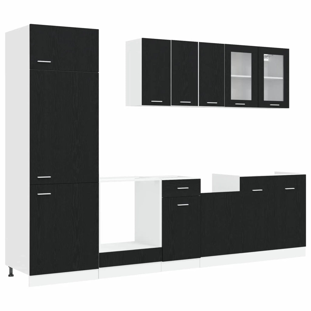 Unità Cucina Lyon 8 pcs Rovere Nero Legno ingegnerizzato 3445843