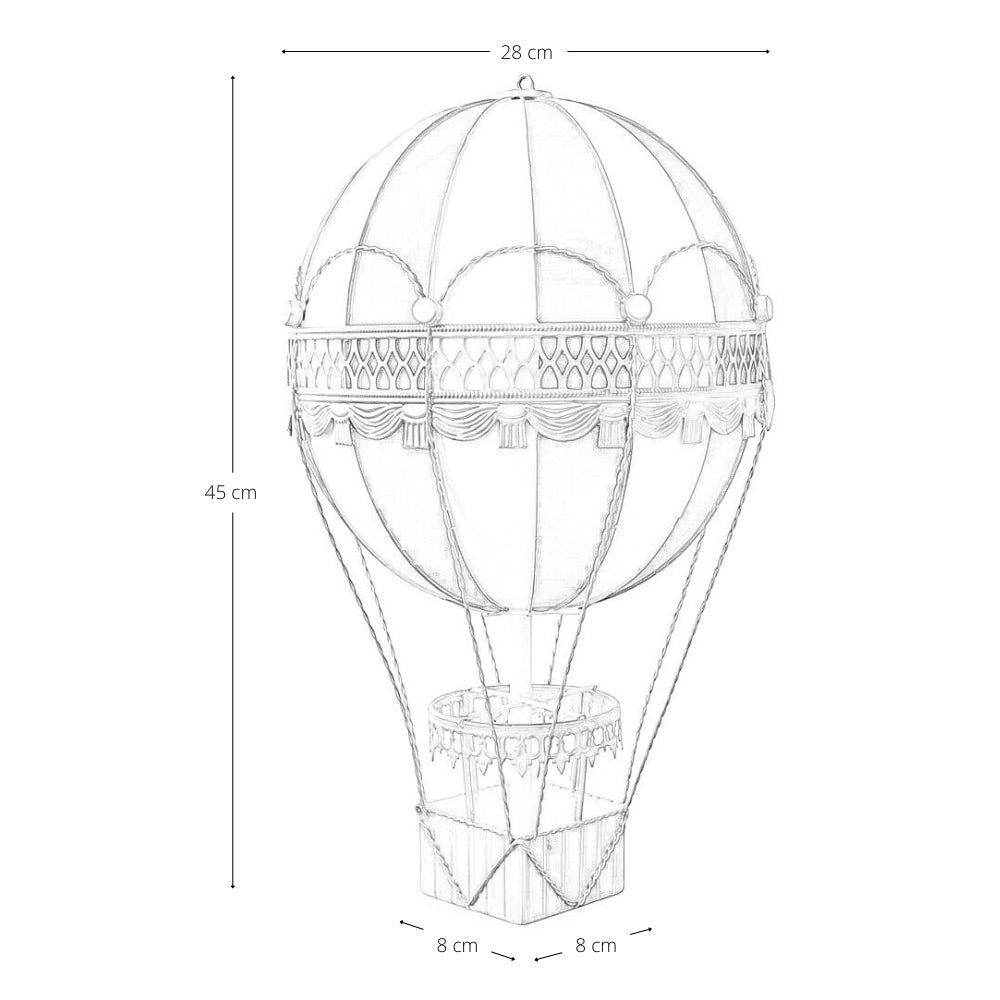 Mongolfiera Decorativa h 45 cm Metallo Rossa e Dorata da Appendere o Appoggiare