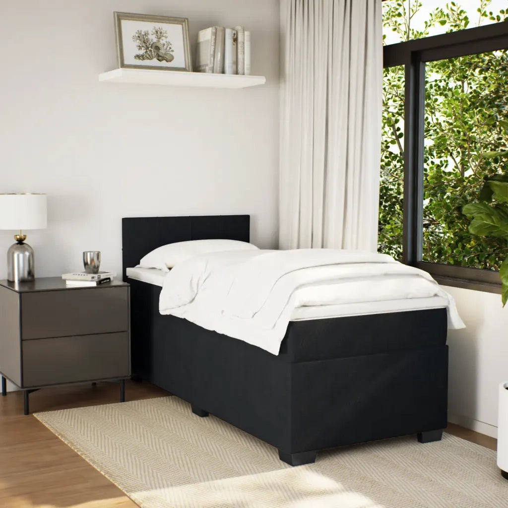 vidaXL Letto a Molle con Materasso Nero Singolo in Velluto