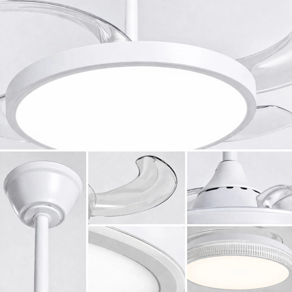 VENTILATORE DA SOFFITTO CON LUCE LED PALE RETRATTILI 42" 80W DIMMERABILE SJ-199