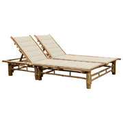 Lettino prendisole sdraio lettino da giardino mobili da esterno per patio per 2 persone 200 cm con cuscini in bambù 02_0012907
