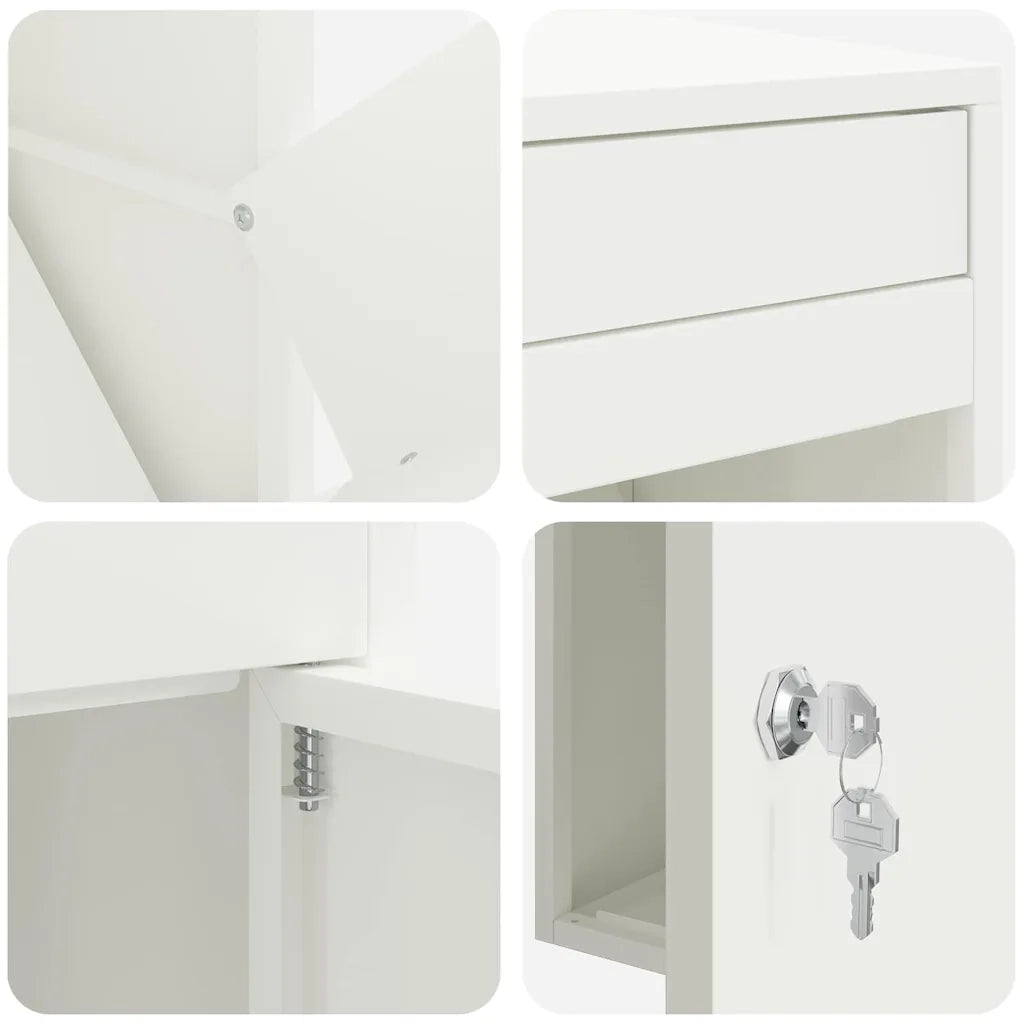vidaXL Cassetta per pacchi Bianco 41 x 38 x 103 cm Acciaio