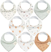 Set di 8 bandane per bambini unisex, bandane per bambini superassorbenti, bandane per bambini in cotone biologico, bandane per bambini per neonati, bandane per bambini per prevenire il pianto (Wilderness)