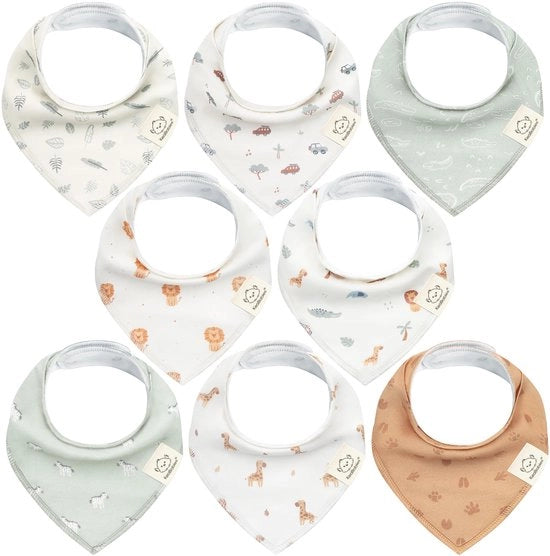 Set di 8 bandane per bambini unisex, bandane per bambini superassorbenti, bandane per bambini in cotone biologico, bandane per bambini per neonati, bandane per bambini per prevenire il pianto (Wilderness)