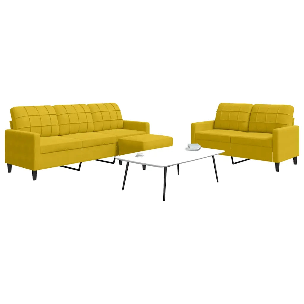 Set di Divani 3 pz con Cuscini giallo in Velluto 3278407
