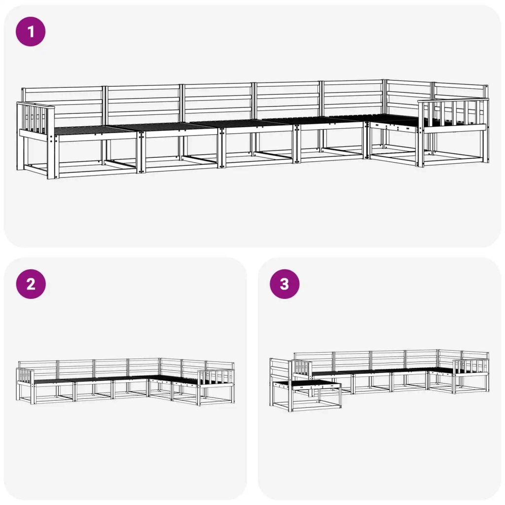 Set di divani da esterno 6 pcs Bianco 406 x 168,5 x 73 cm 3386508