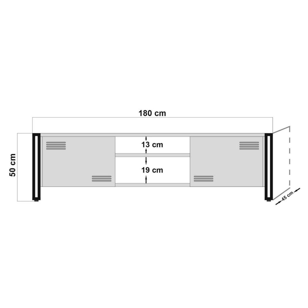 Mobile porta TV Cyprien, Credenza da soggiorno, Armadio basso per TV, Base parete attrezzata, 180x45h50 cm, Quercia e Nero