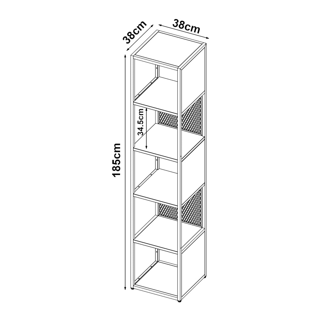 Scaffale da Terra Finspång Libreria in Acciaio 185 x 38 x 38 cm - Bianco [en.casa]