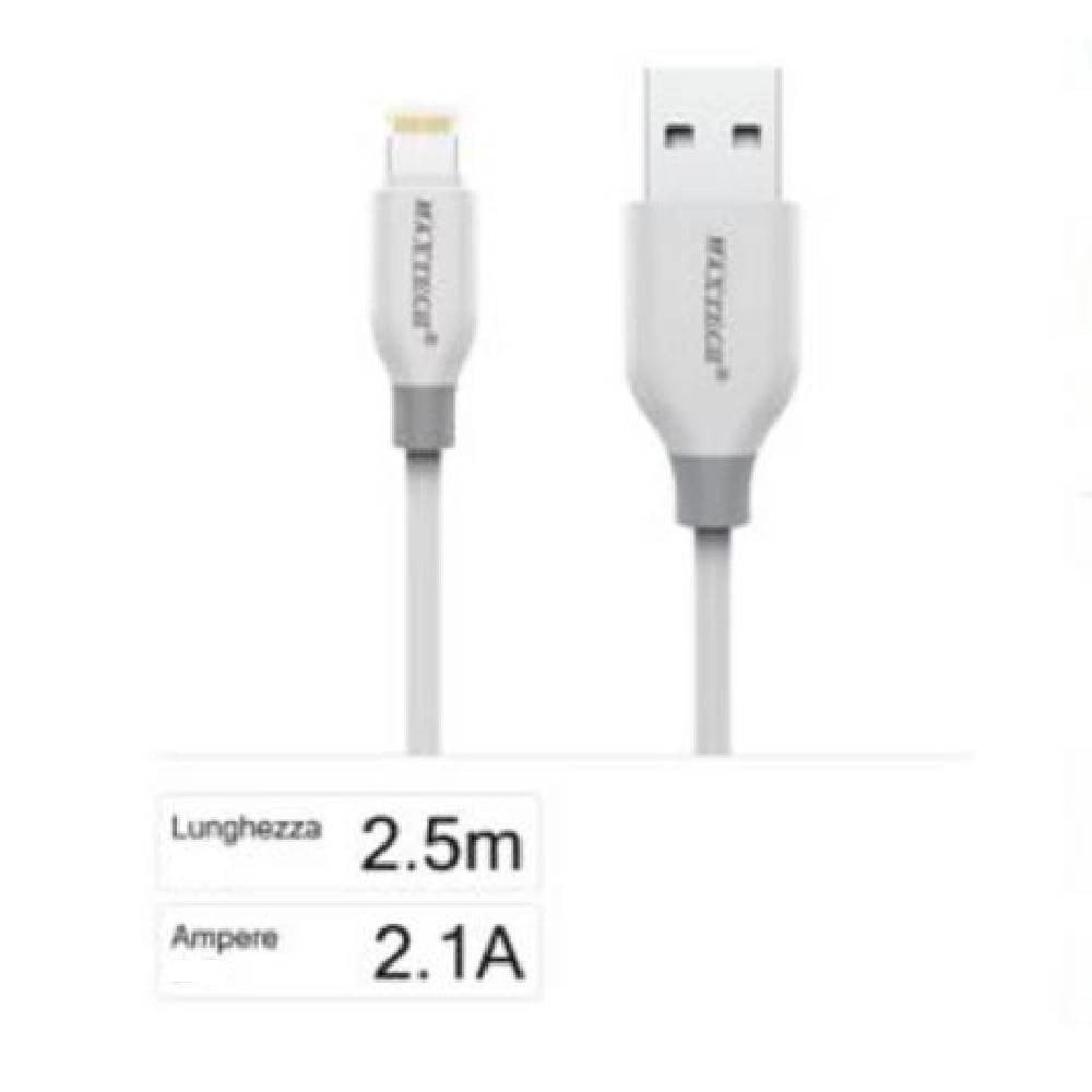 Trade Shop - Cavo Ricarica Sincronizzazione Dati Usb Lightning 2.1a Per Iphone 2,5mt F-ip030 -