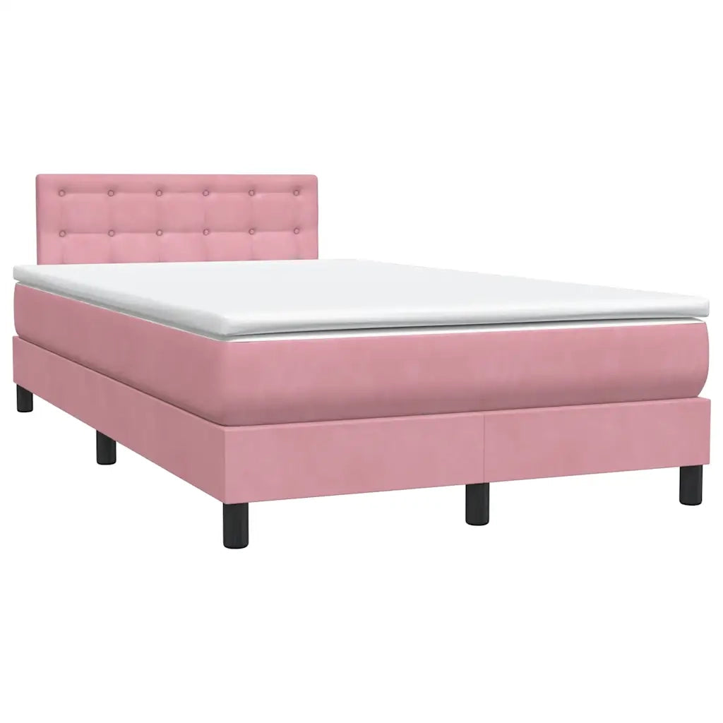 Giroletto a Molle con Materasso Rosa 120x220 cm in Velluto 3316640