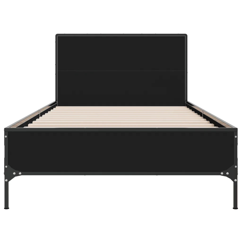 Giroletto Nero 90x190 cm in Legno Multistrato e Metallo