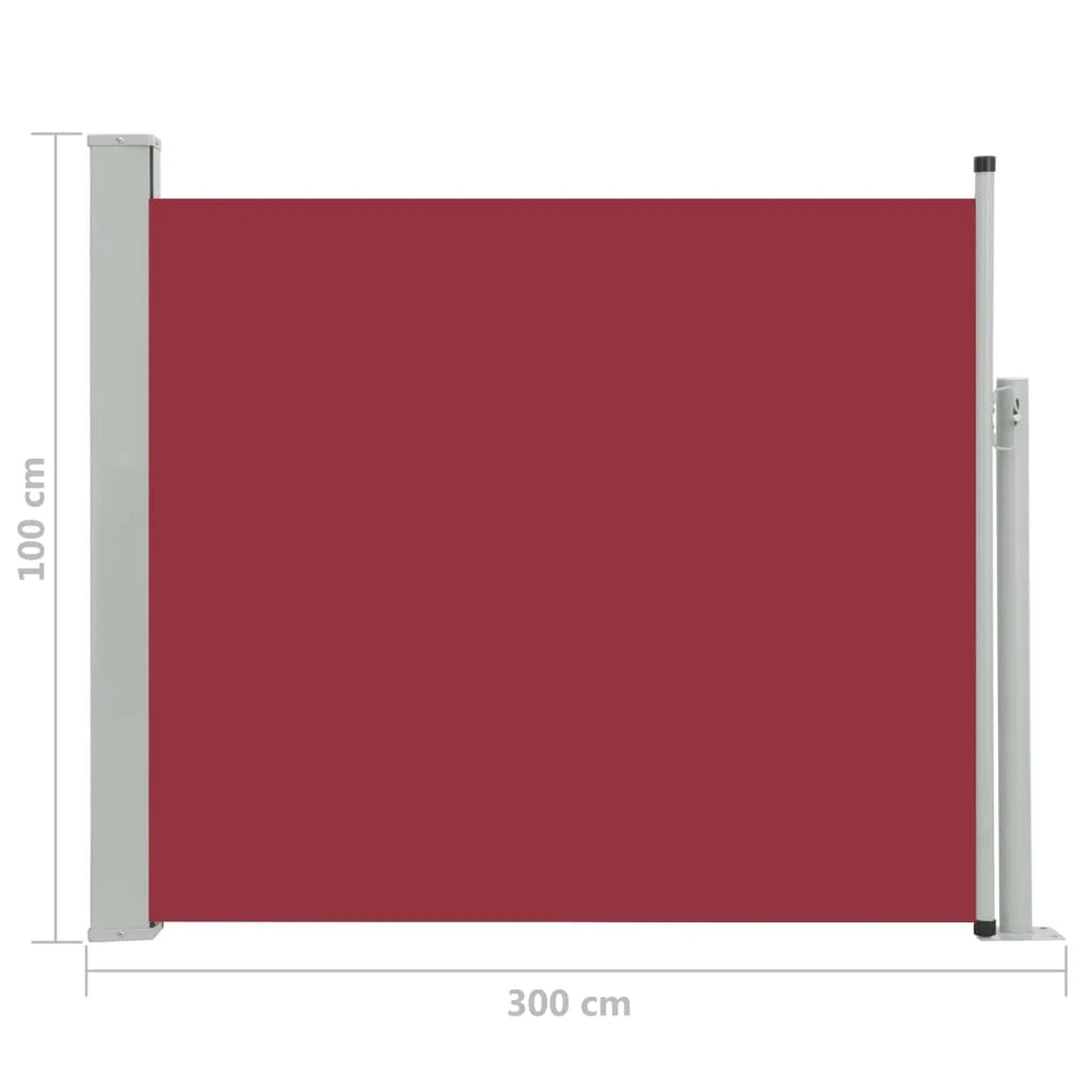 Tenda da sole laterale retrattile/schermo privacy per patio giardino terrazza balcone 100 x 300 cm rosso 02_0007187