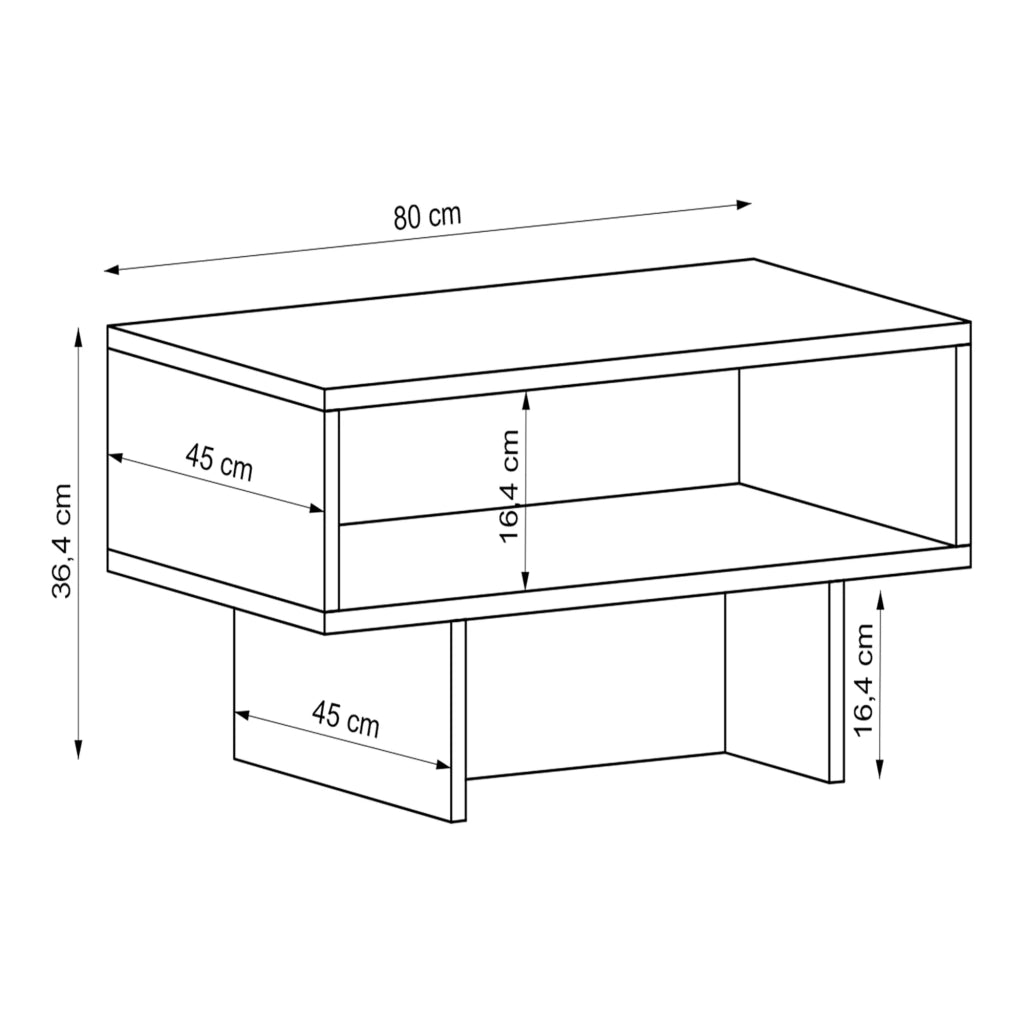 Tavolino con vano contenitore 37 x 80 x 45 cm marmo bianco/nero 03_0008471