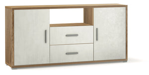 Madia 2 Ante 2 Cassetti 174x84x41 cm Noce Stelvio/Ossido Bianco