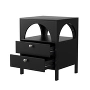 Comodino con 2 cassetti e 1 vano aperto - per camera da letto - in MDF - 45×40×58 cm - nero