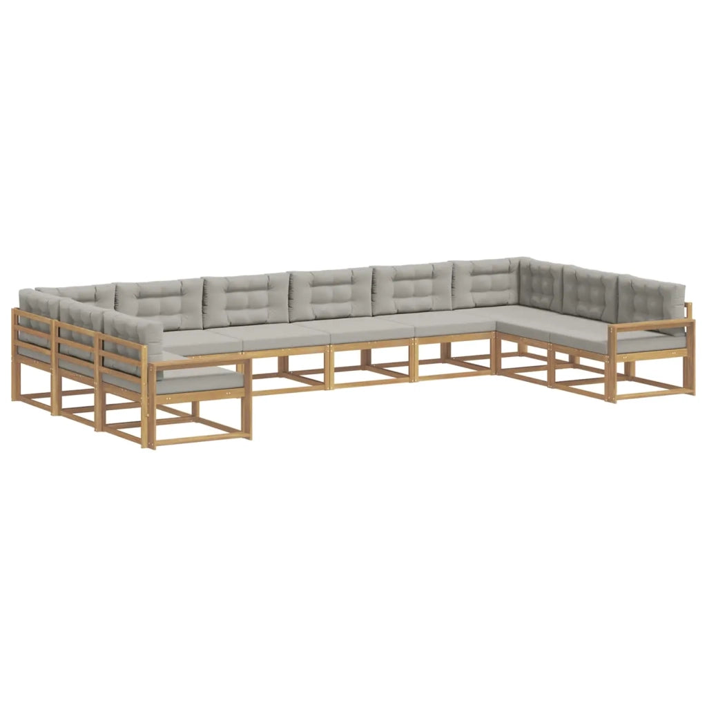 Set di divani da esterno 10 pz Bianco e Grigio Chiaro 3387110
