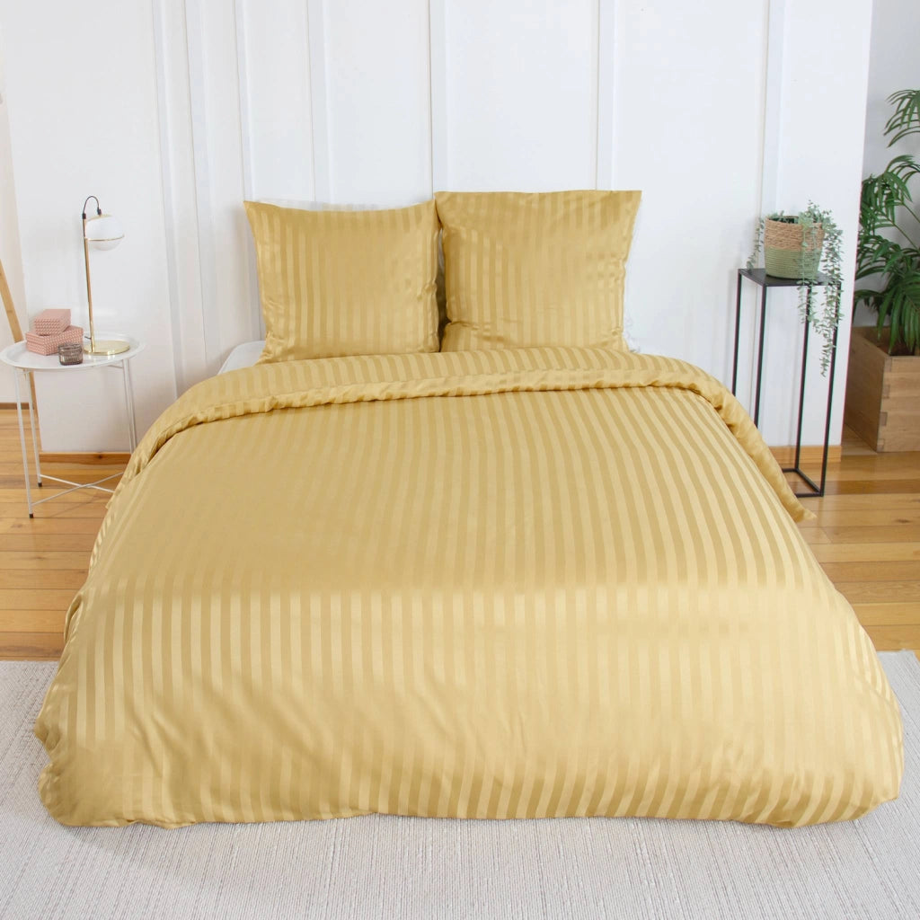 Completo letto in poliestere effetto satinato a righe sottili 2 posti