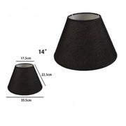 Trade Shop - Paralume Conico Cilindro Classico Ricambio Per Lampada E Applique In Tessuto Tnt - Nero   -14"   -