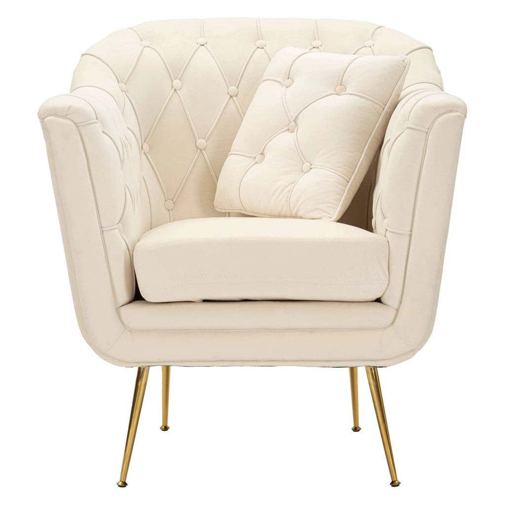 Poltroncina Turtuk, Poltrona con Cuscino, 88x83x91h cm Bianco Crema