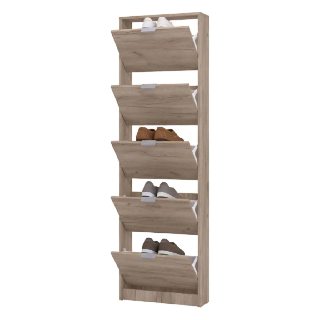Mobile Portascarpe Capriolo, Scarpiera un Ripiano, 58x18x191.5h cm Marrone Rovere Scuro