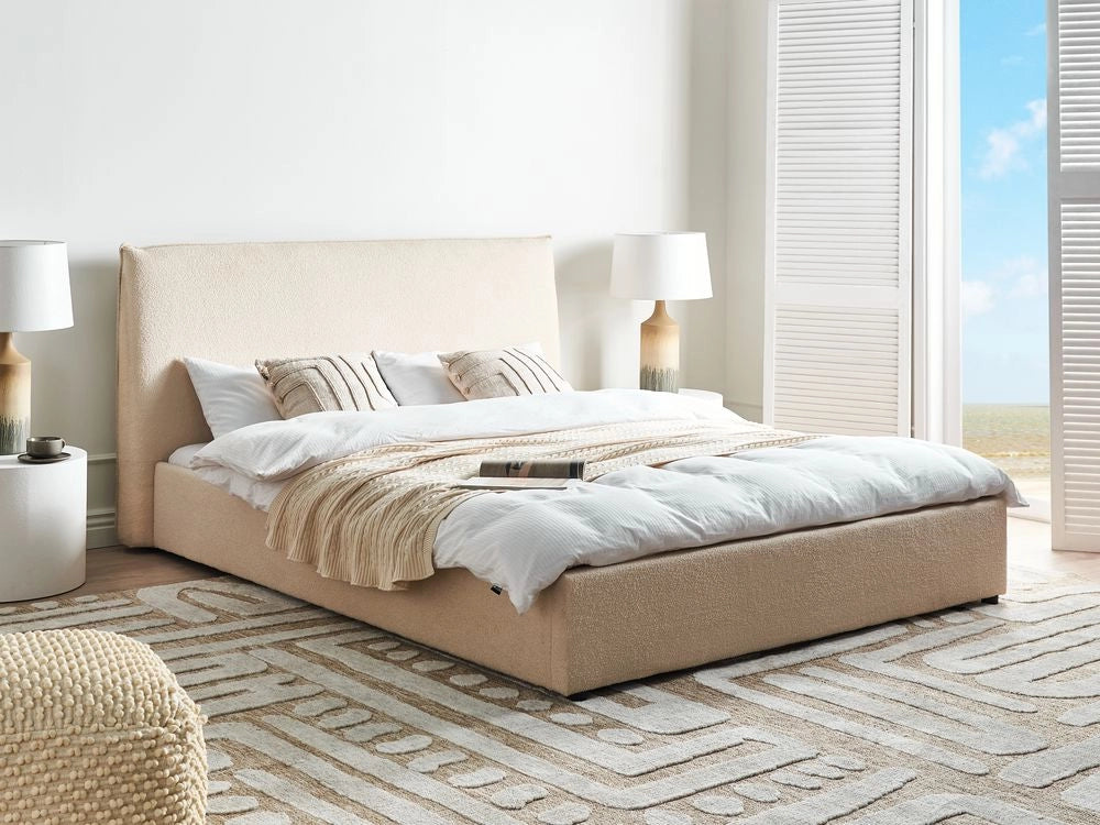Letto matrimoniale ad acqua in velluto bianco sporco 160 x 200 cm stile classico minimalista