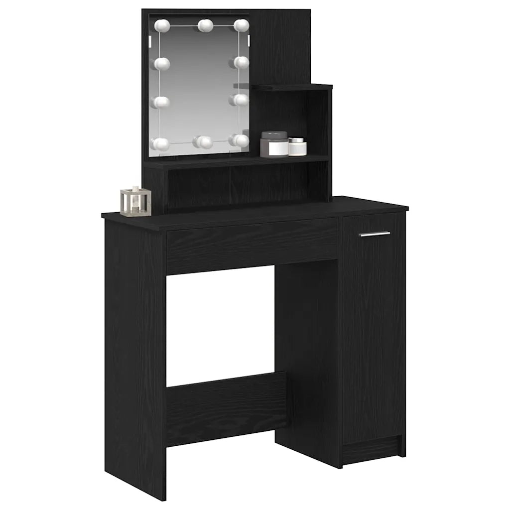 Tavolo da Trucco con cassetto Rovere Nero 86,5 x 35 x 136 cm CFW8291037