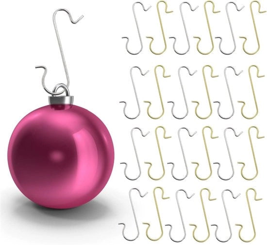 Accessori per albero di Natale - 200 Haken a forma di S - Ghiaccio e Argento - Hanger per palloni e decorazioni natalizie