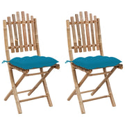 Sedie da Giardino Pieghevoli 2 pz con Cuscini in BambÃ¹ cod mxl 8107