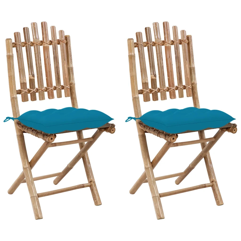 Sedie da Giardino Pieghevoli 2 pz con Cuscini in BambÃ¹ cod mxl 8107