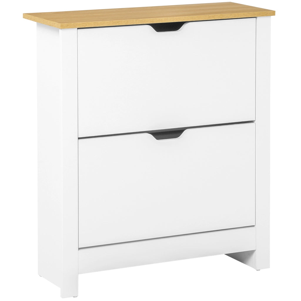 Scarpiera salvaspazio con 2 cassetti ribaltabili, 12 paia, bianco