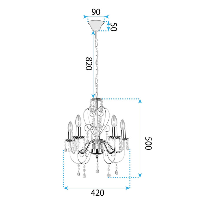 Lampada Da Soffitto Ebt008-5cp Chrome