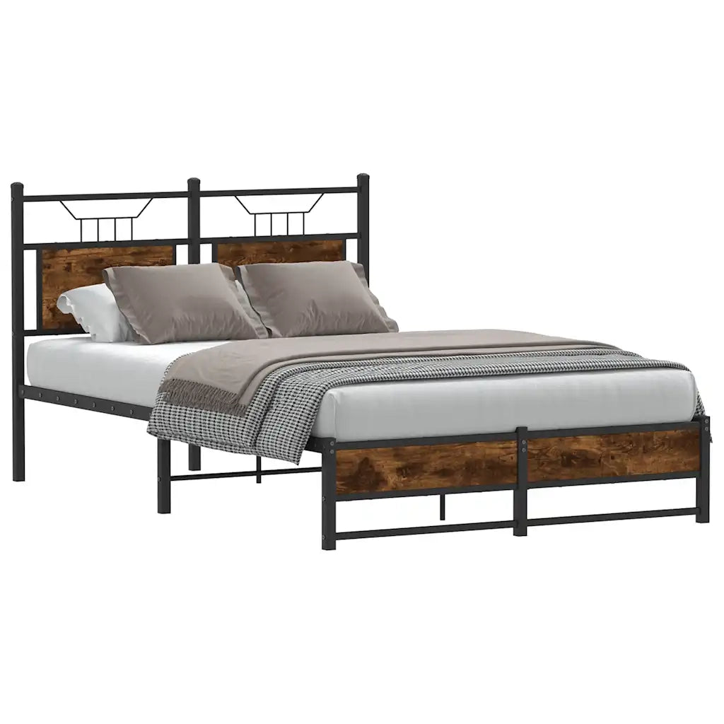 vidaXL Giroletto senza Materasso Rovere Fumo 120x190 cm in Truciolato