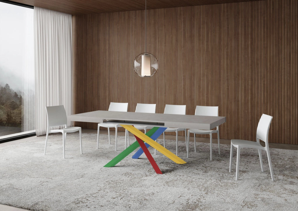 Tavolo Allungabile 130/390x90 cm Volantis Cashmere Gambe Multicolore 4/B