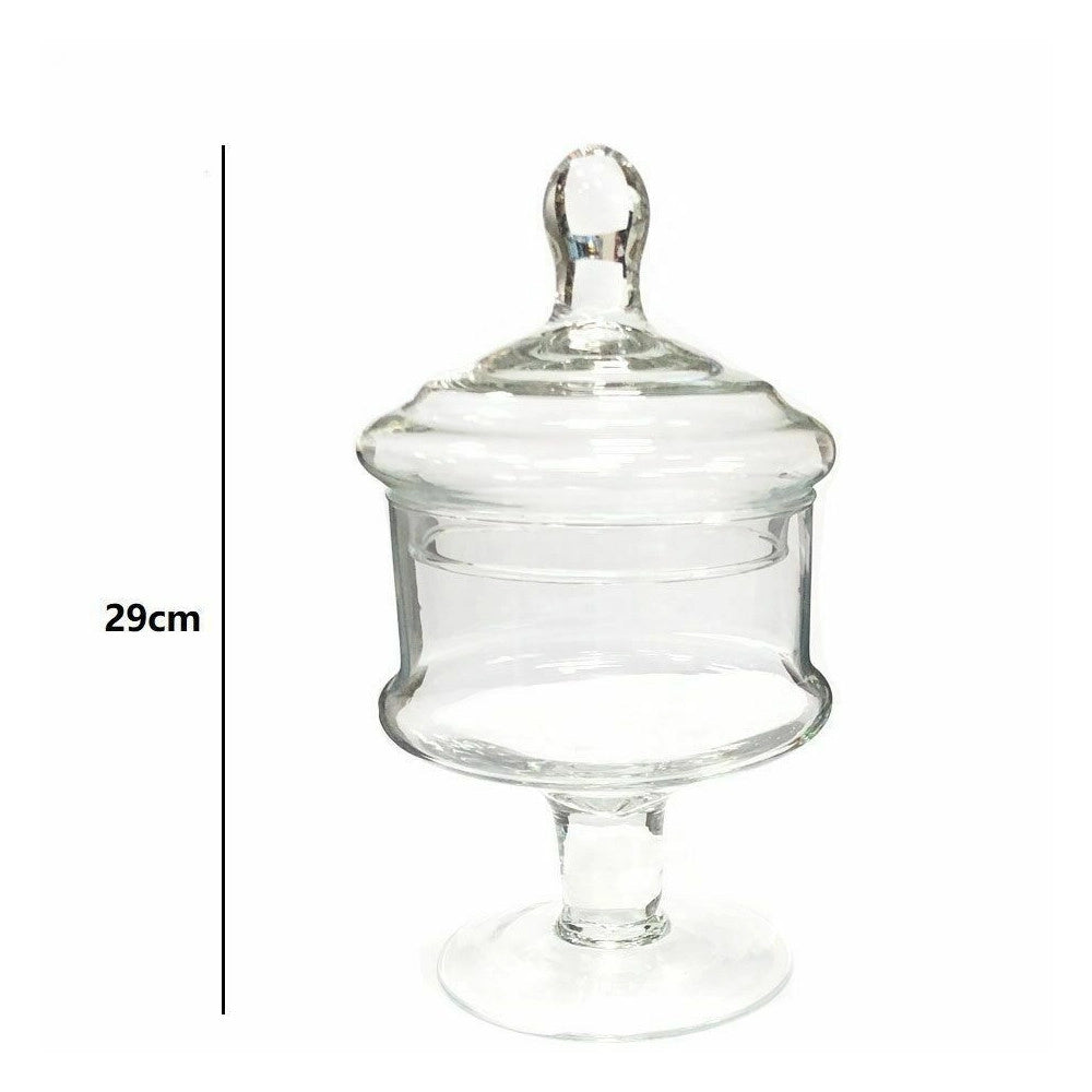 Trade Shop - Vaso Con Coperchio Ampolla Alzatina Biscottiera Per Confettata Vetro 29cm -
