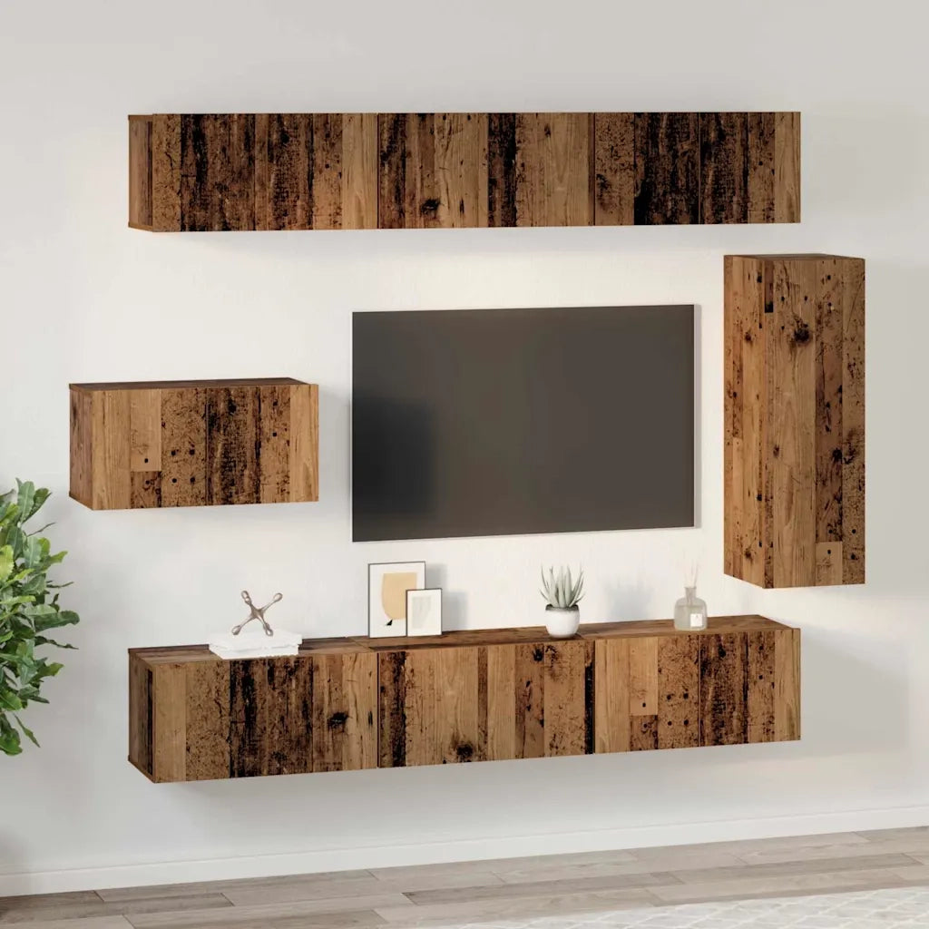 Set mobile TV 8 pcs Legno vecchio Legno multistrato 3393132